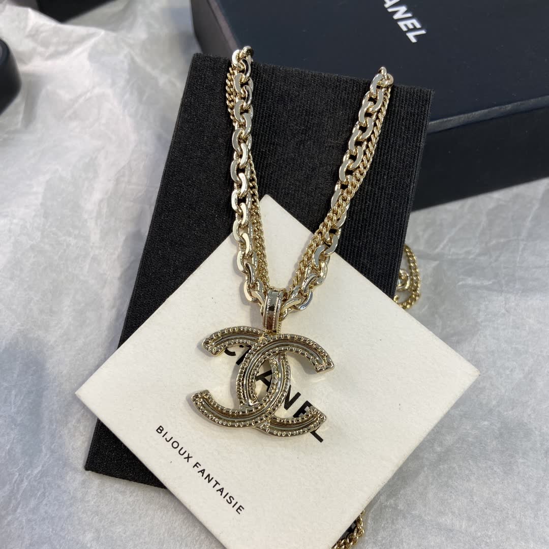 Chanel CC Logo Gold Tone Necklace
