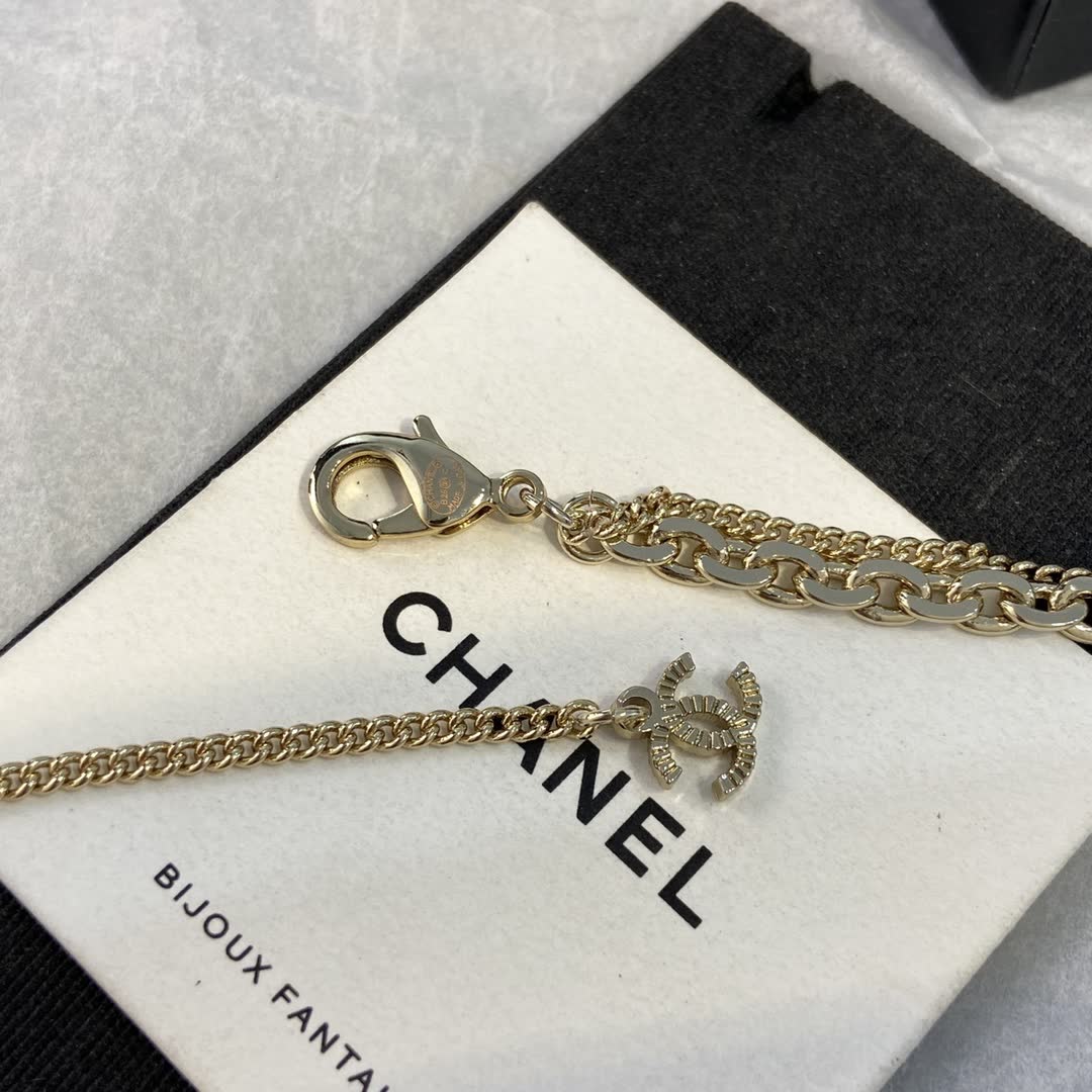 Chanel CC Logo Gold Tone Necklace