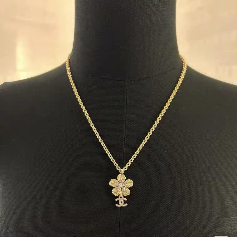 Chanel Gold-tone Crystal Flower Necklace