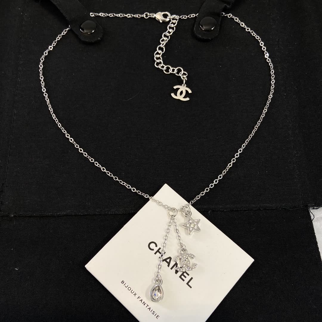 Chanel CC Star and Teardrop Charm Necklace
