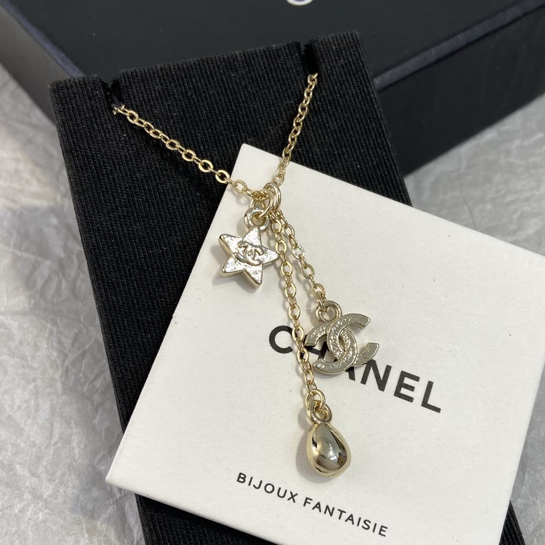 Chanel CC Star and Teardrop Charm Necklace