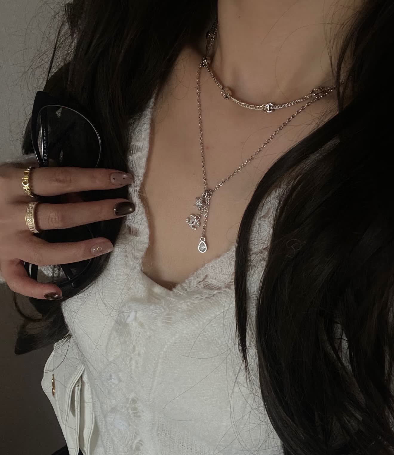 Chanel CC Star and Teardrop Charm Necklace