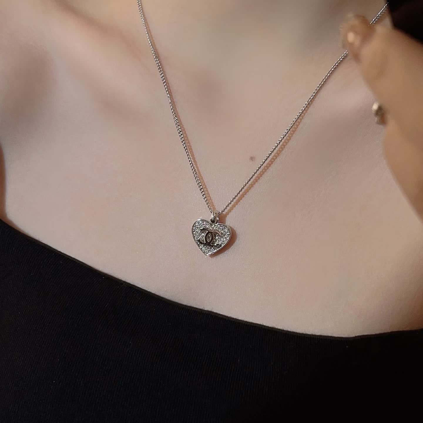 Chanel CC Heart Pendant Necklace