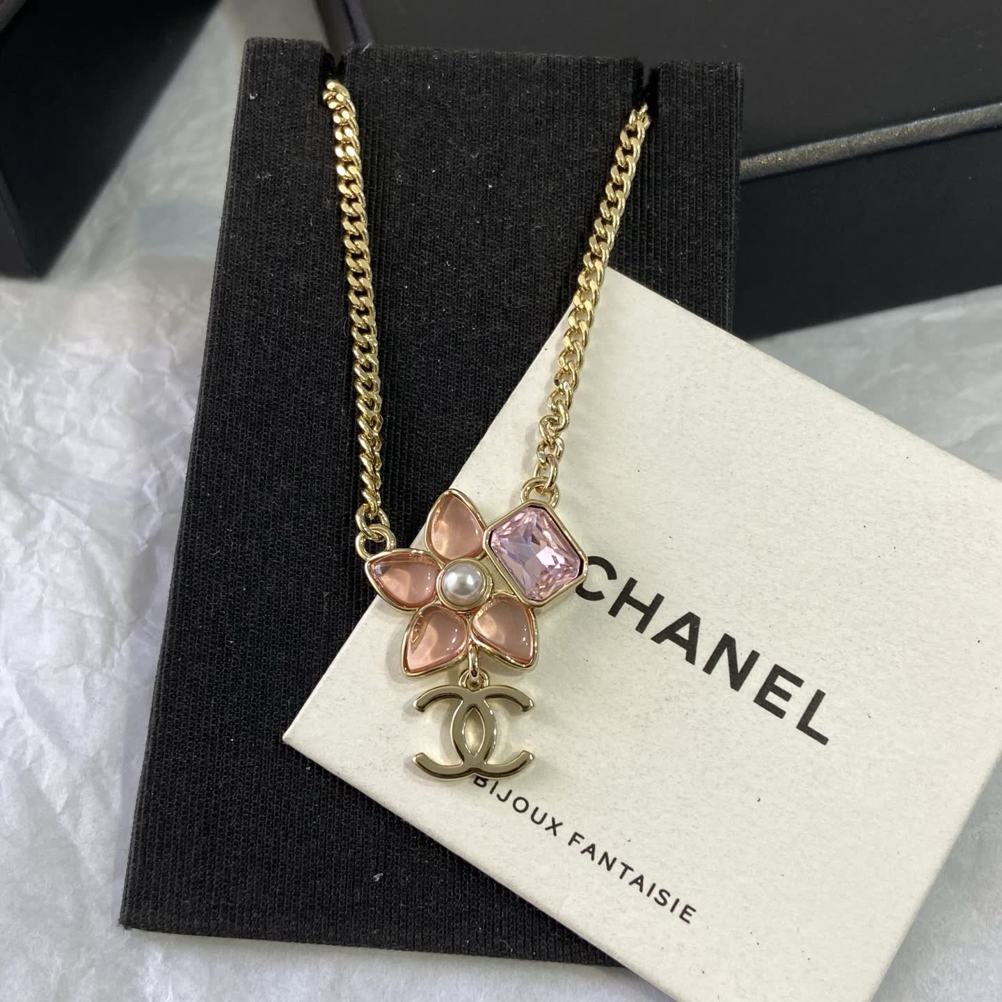 Chanel Pink Flower Necklace