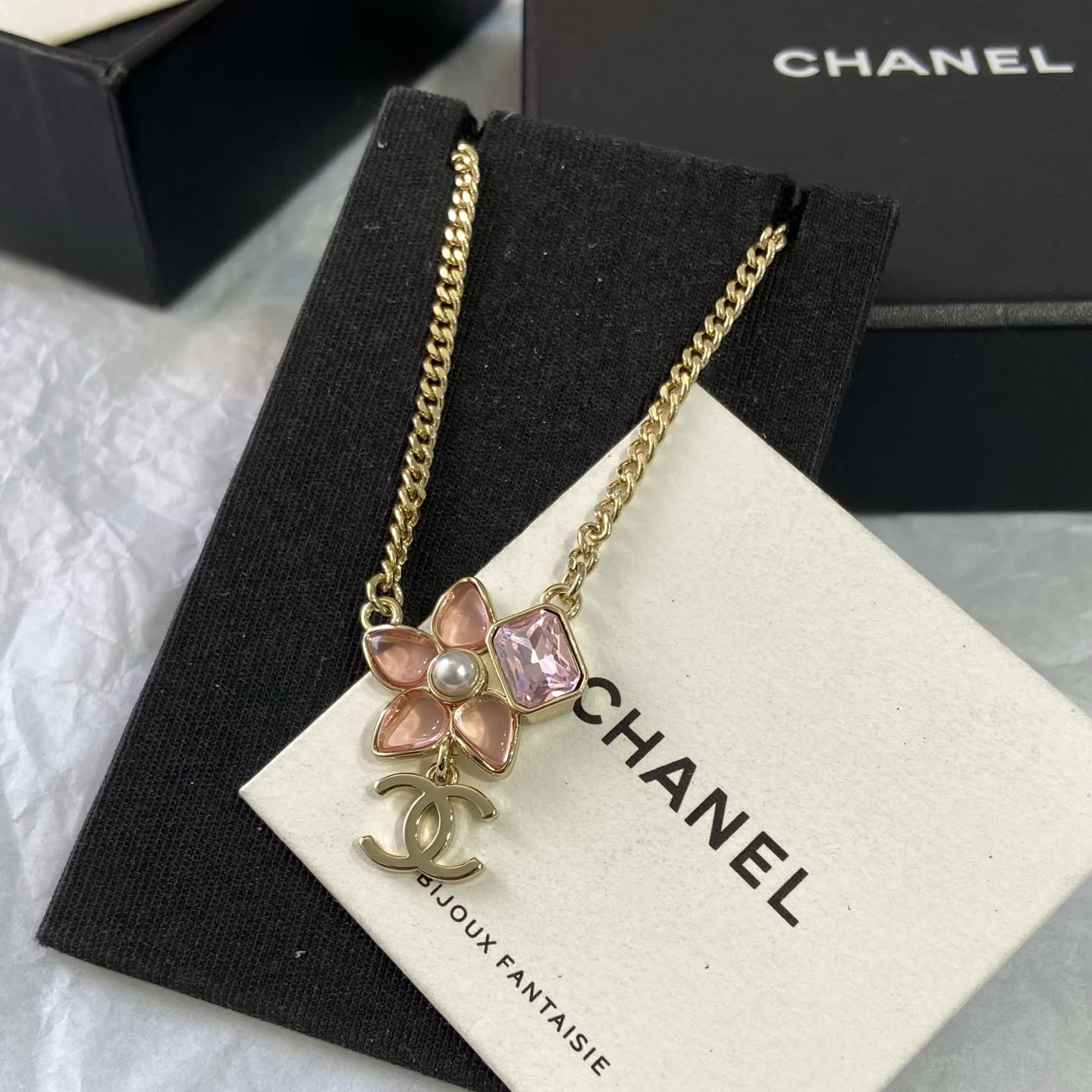 Chanel Pink Flower Necklace