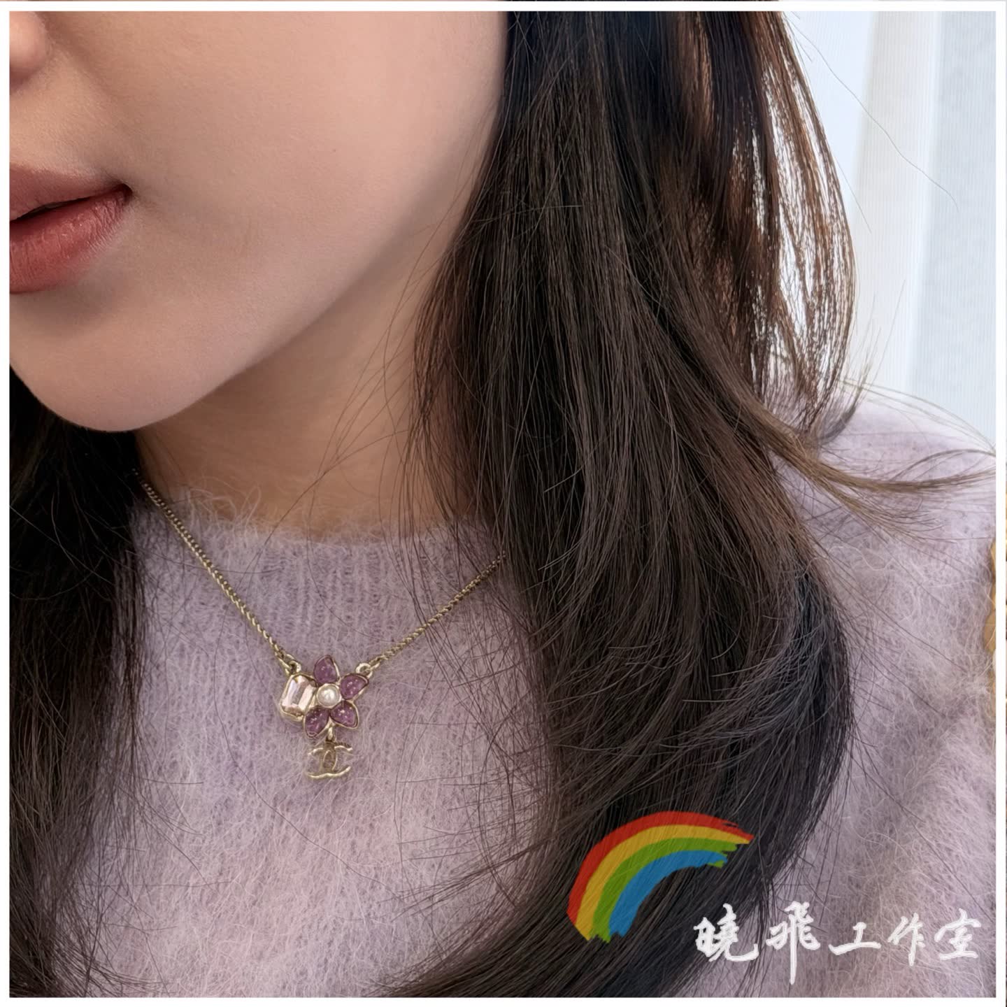 Chanel Pink Flower Necklace