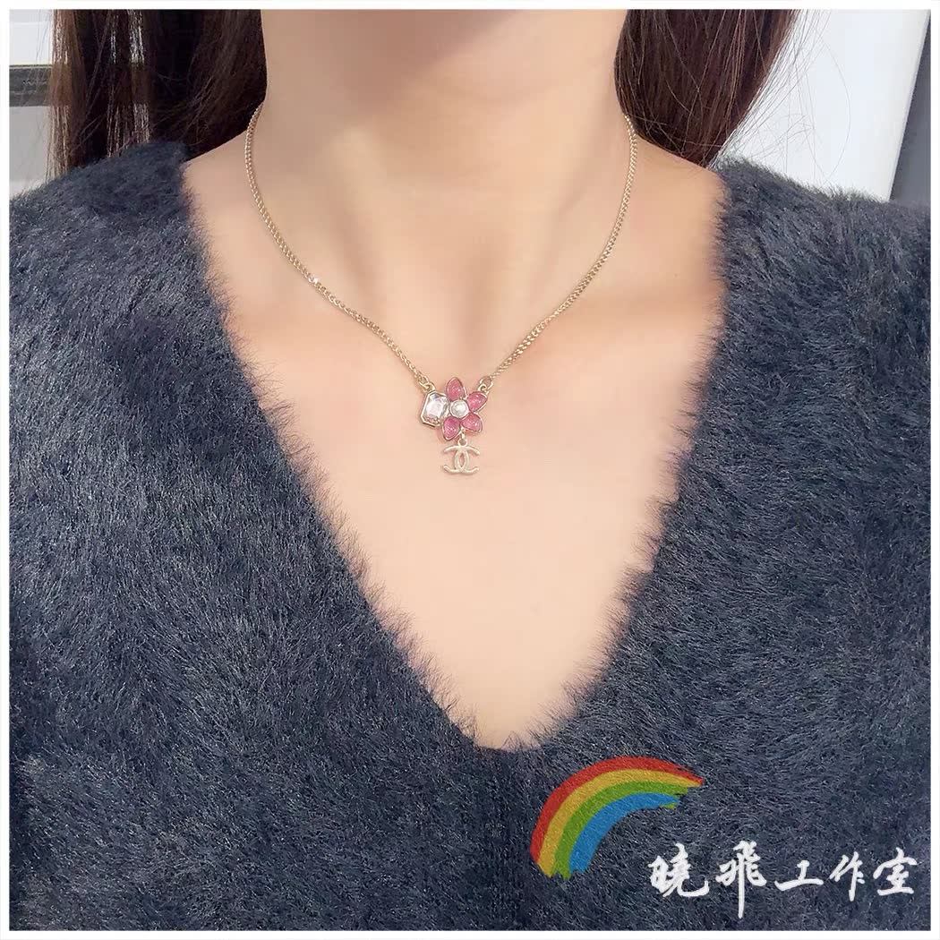 Chanel Pink Flower Necklace