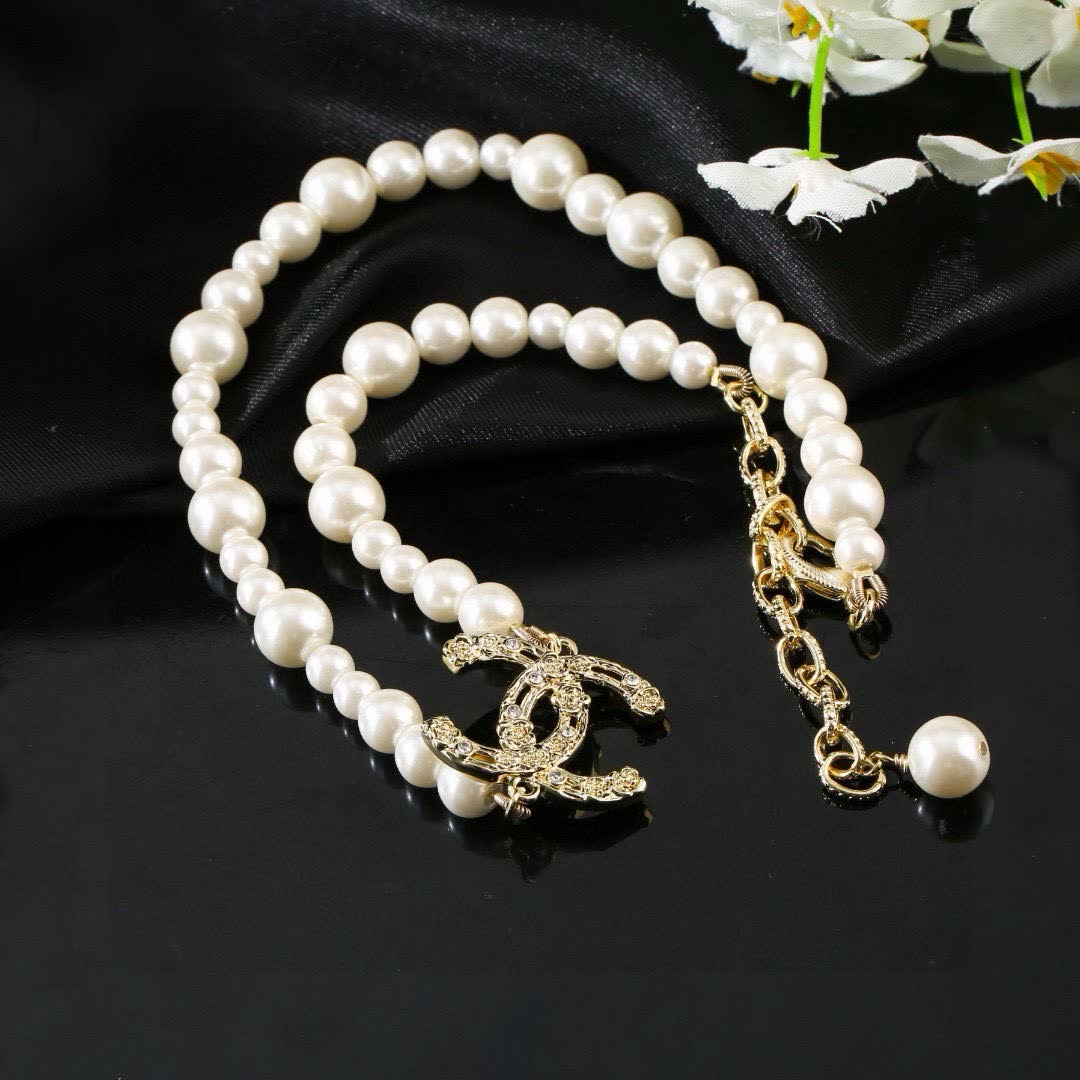 Chanel Pearl Necklace with Gold CC Clasp