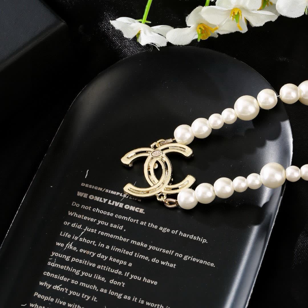 Chanel Pearl Necklace with Gold CC Clasp