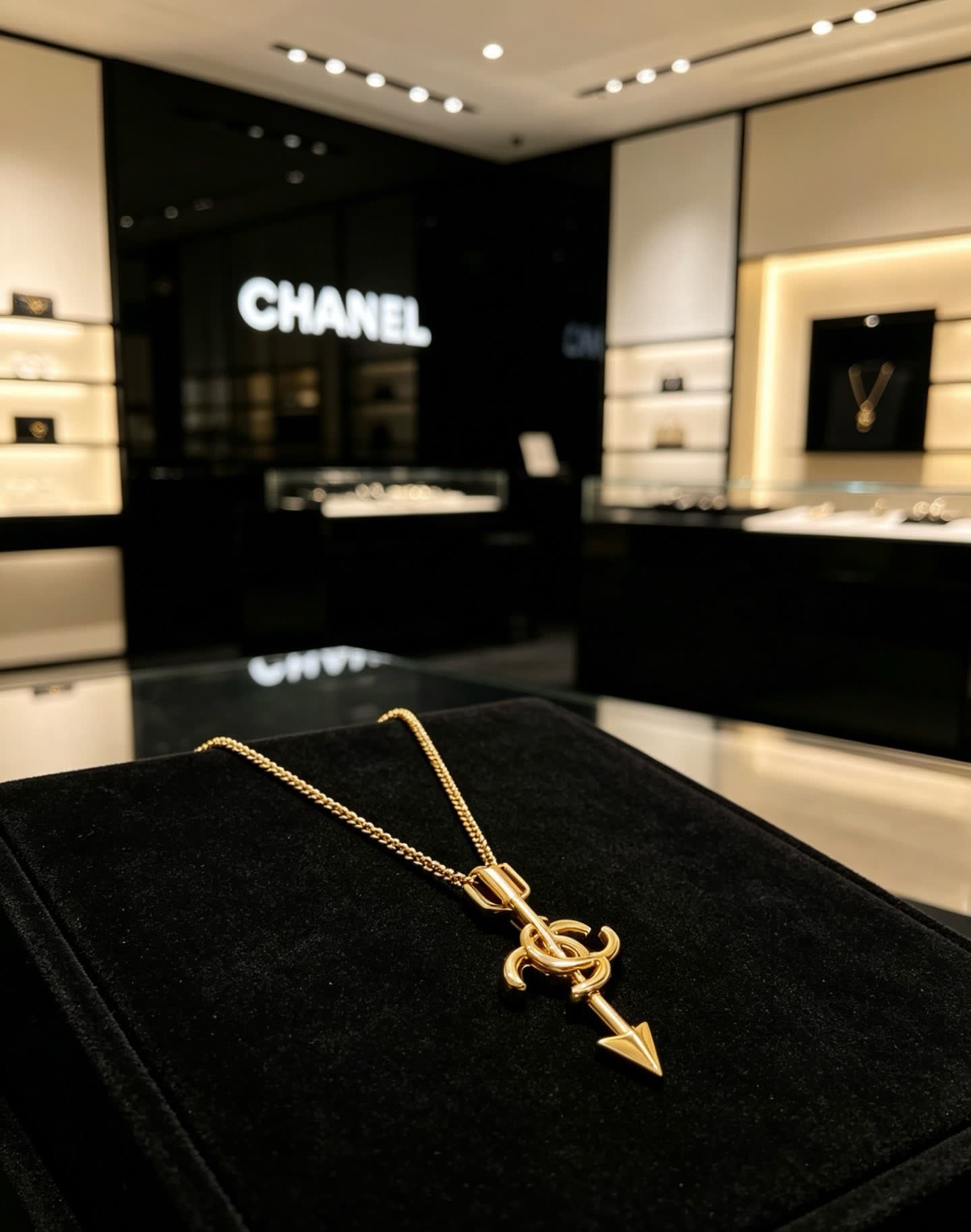 Chanel CC Arrow Pendant Necklace