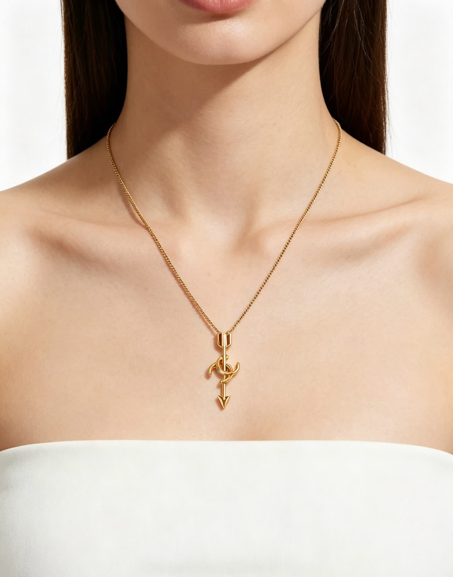 Chanel CC Arrow Pendant Necklace
