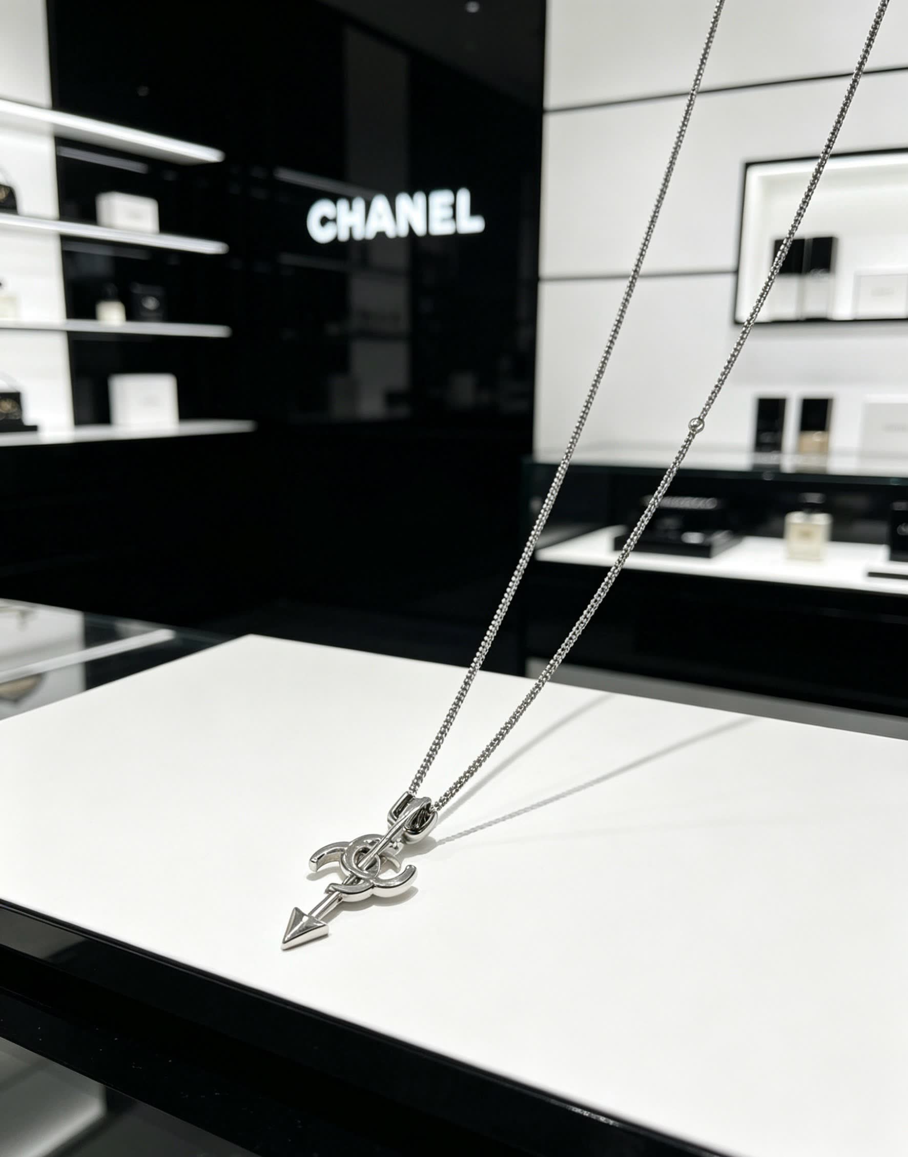 Chanel CC Arrow Pendant Necklace