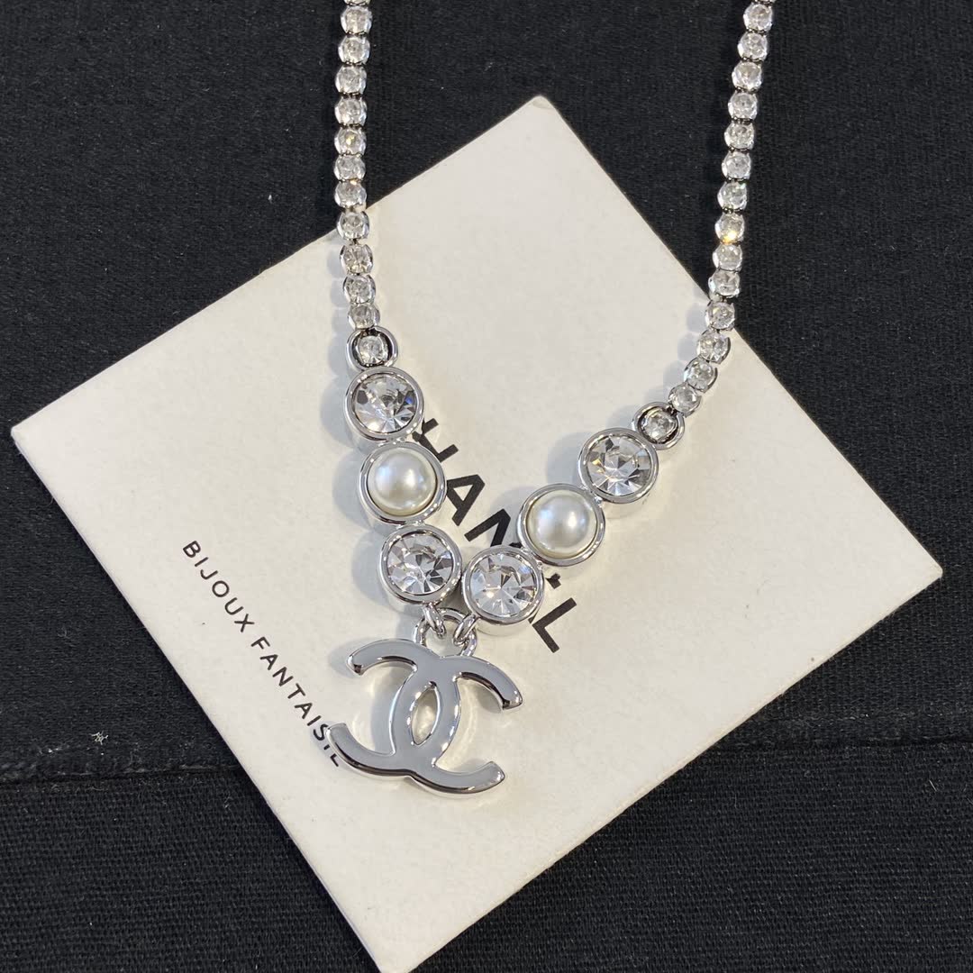 Chanel CC Crystal and Pearl Necklace