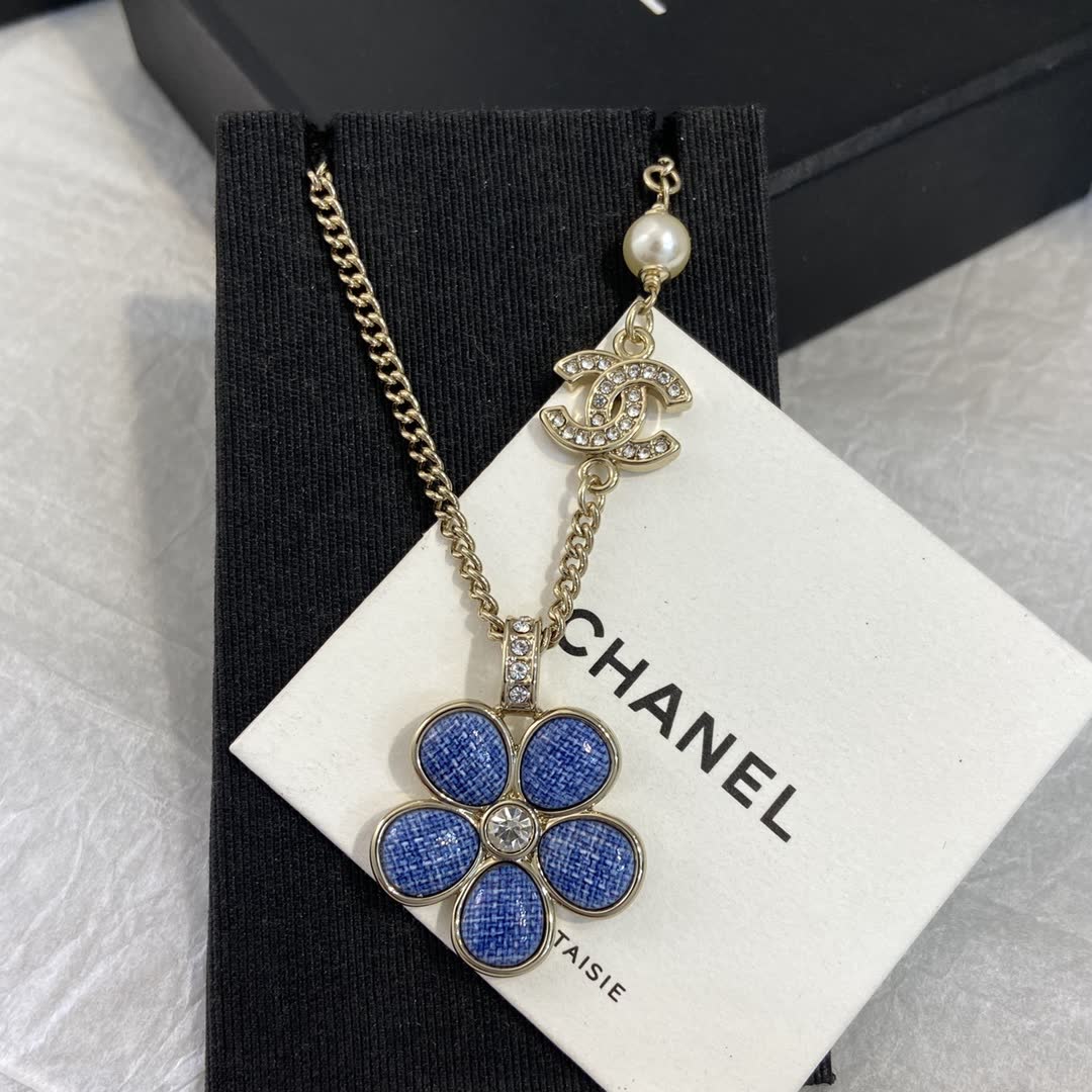 Chanel Blue Flower Necklace