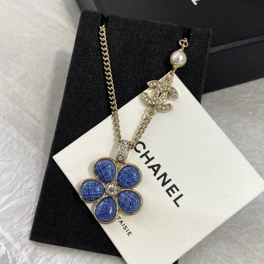 Chanel Blue Flower Necklace