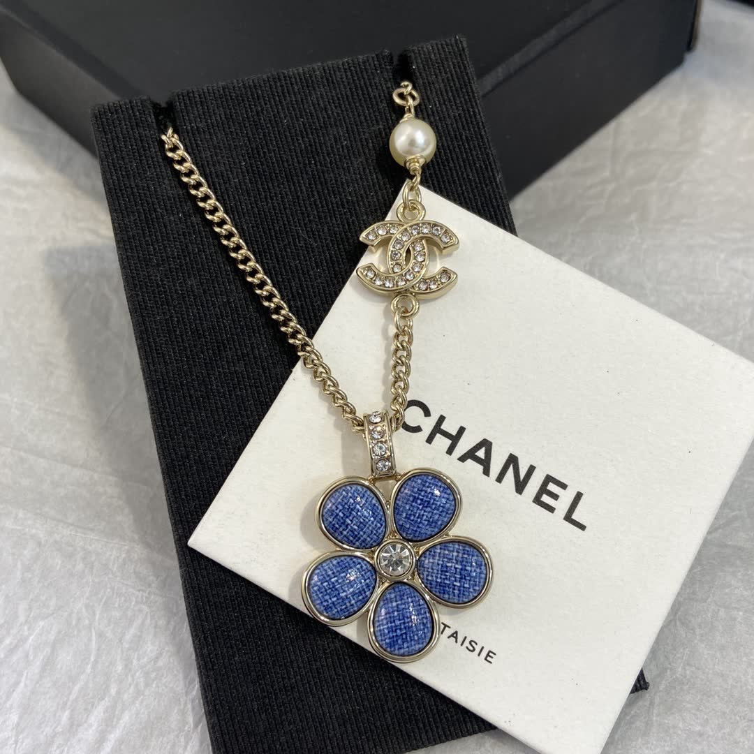 Chanel Blue Flower Necklace