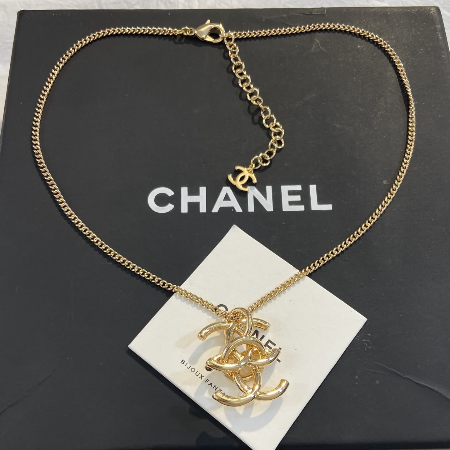 Chanel CC Logo Gold Tone Necklace