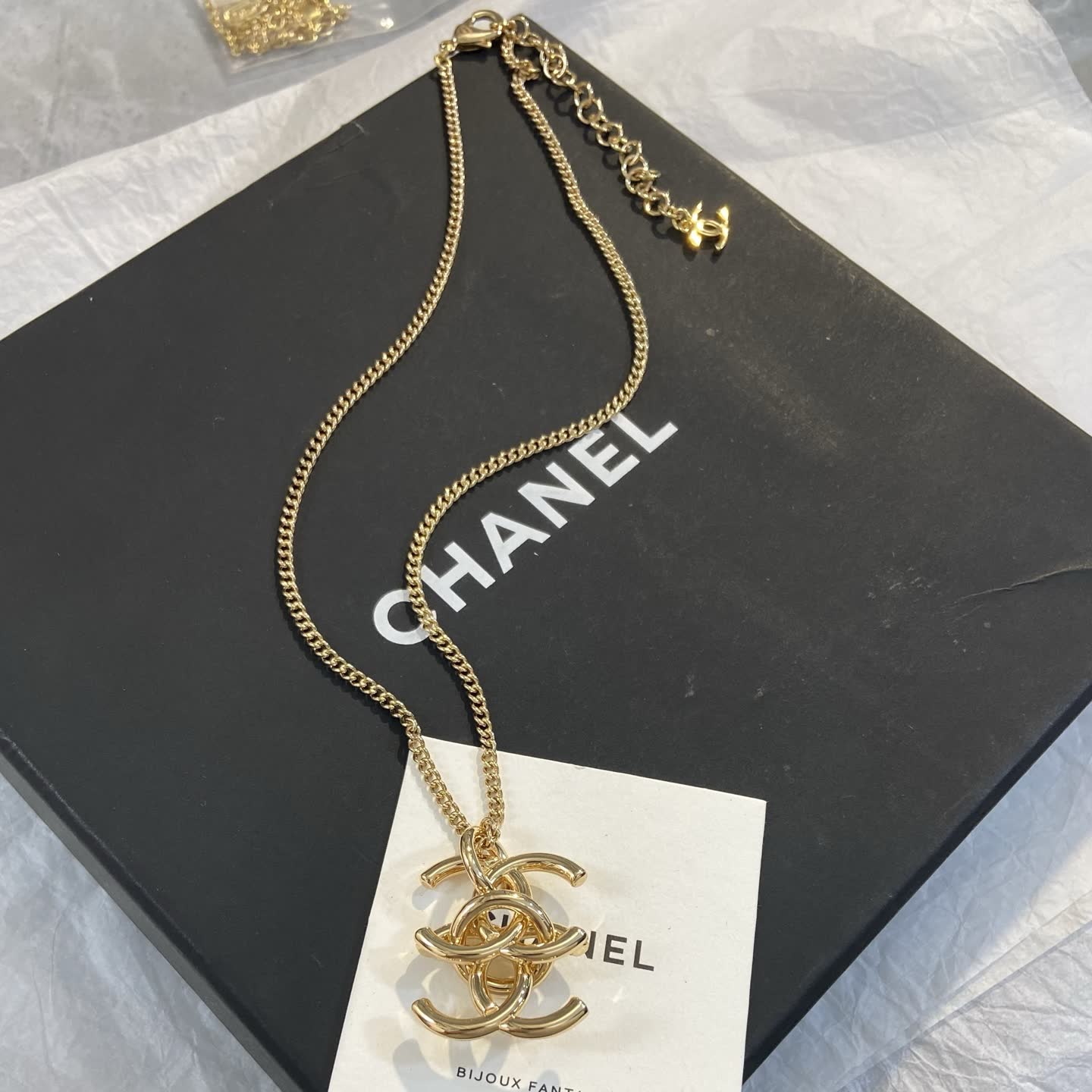 Chanel CC Logo Gold Tone Necklace
