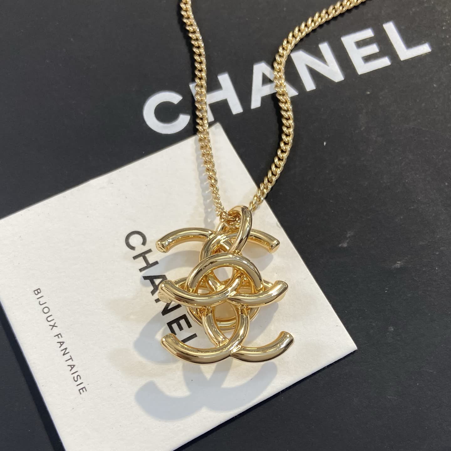 Chanel CC Logo Gold Tone Necklace