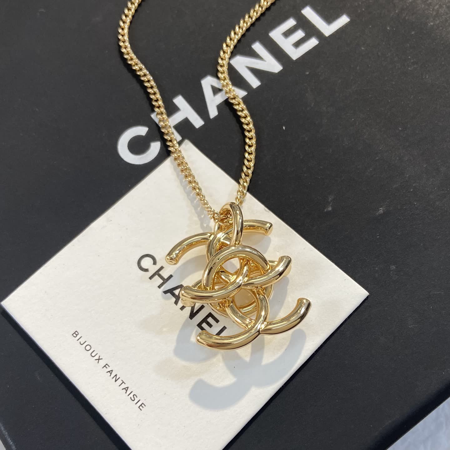 Chanel CC Logo Gold Tone Necklace