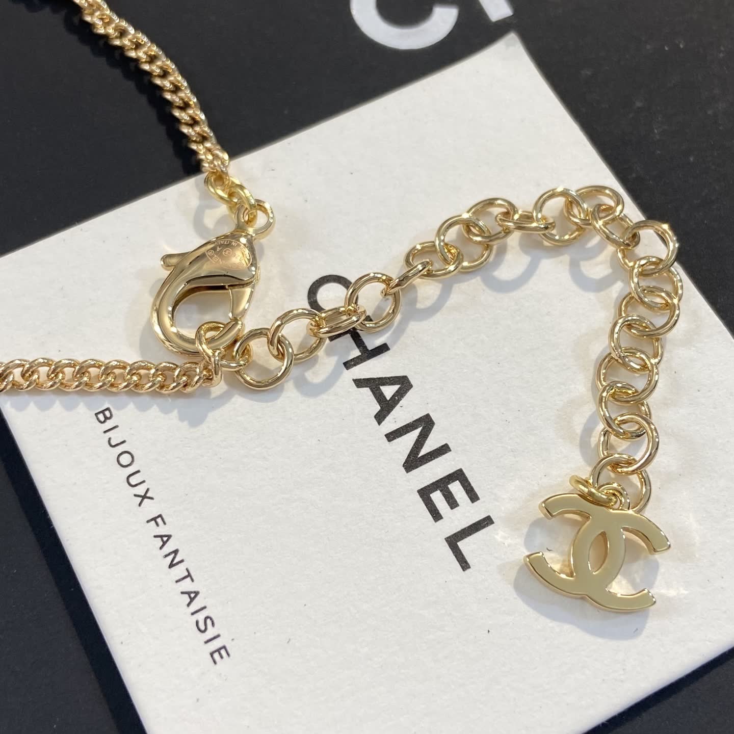 Chanel CC Logo Gold Tone Necklace