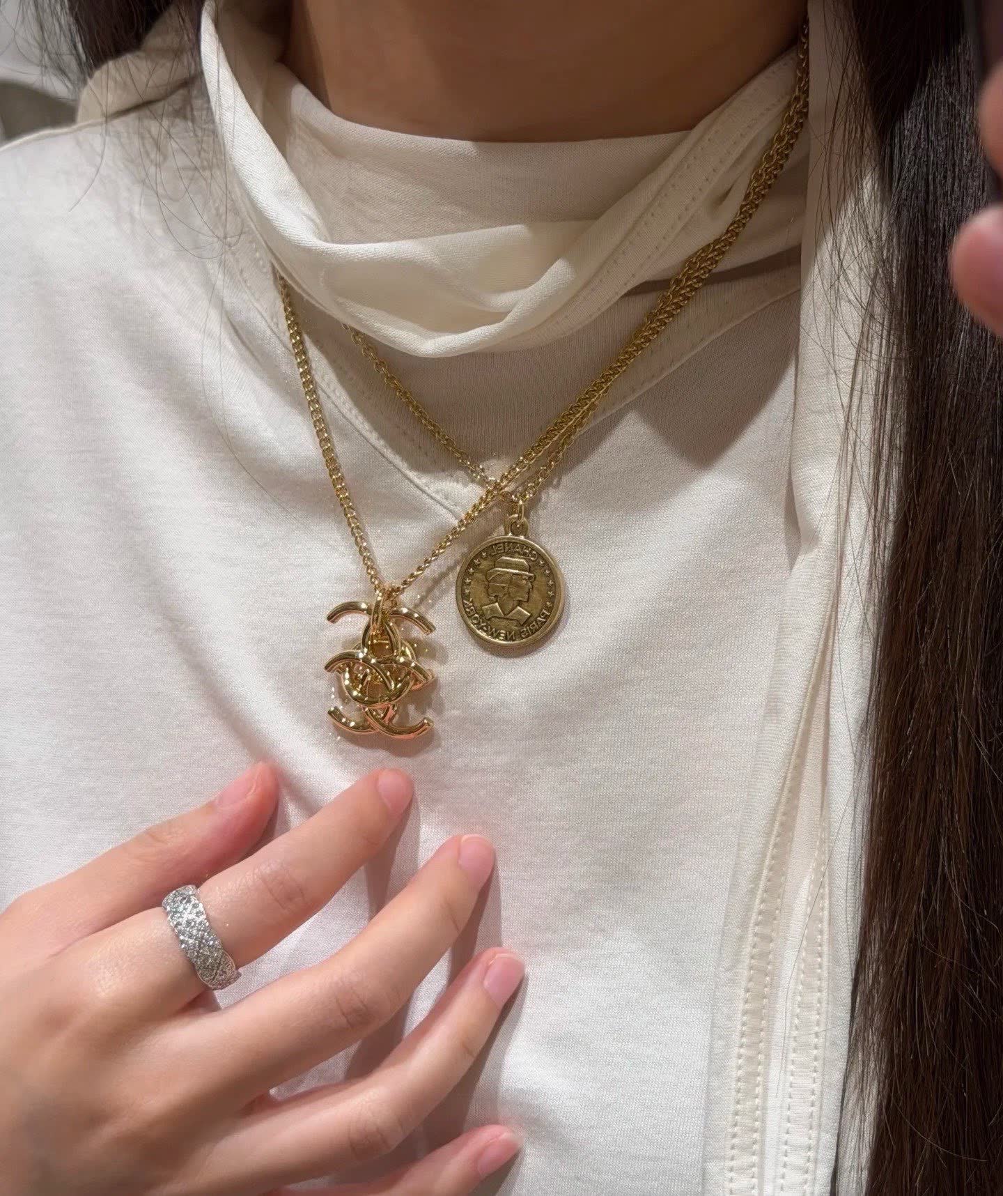 Chanel CC Logo Gold Tone Necklace