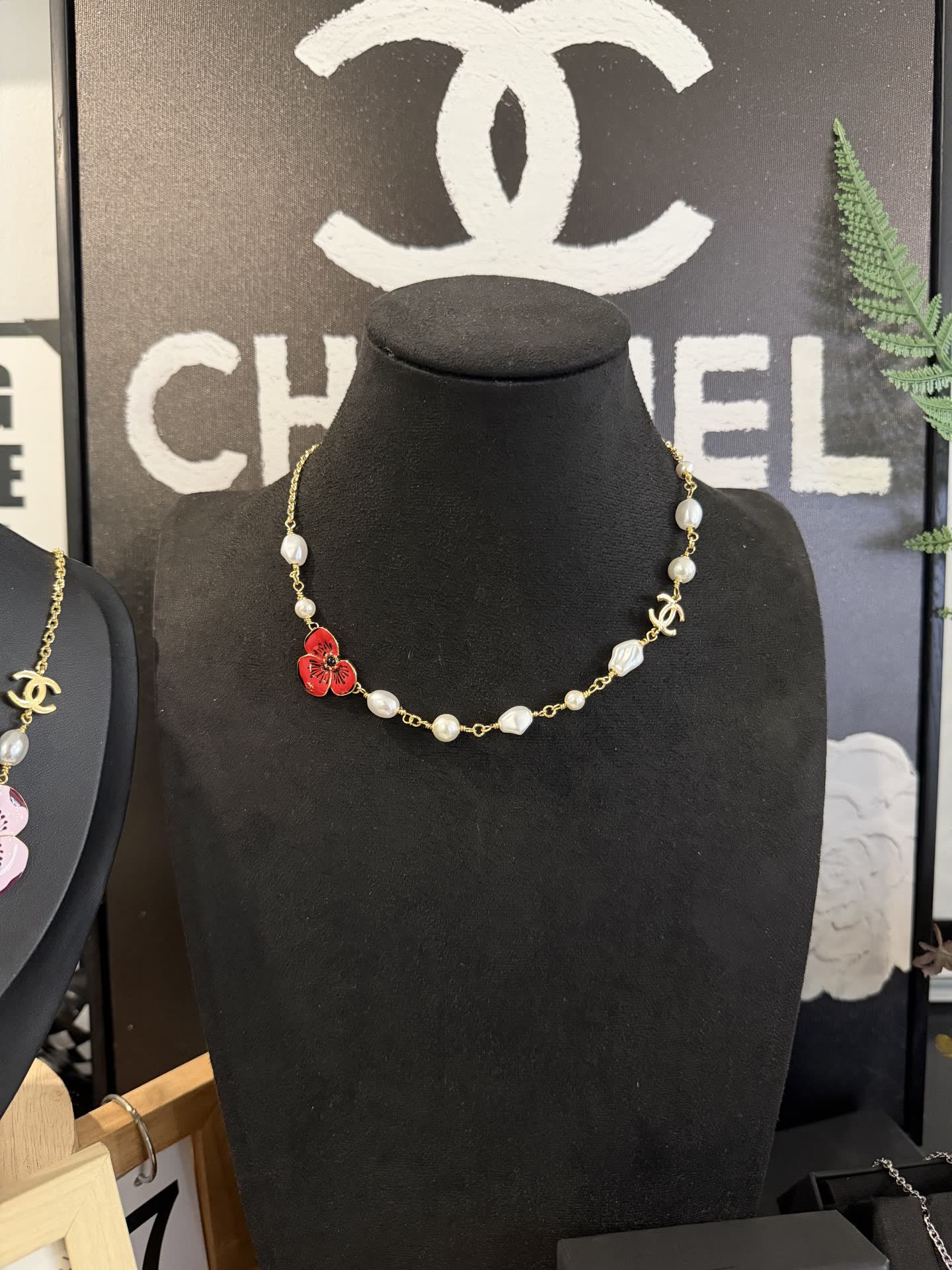 Chanel Pearl and Flower Necklace