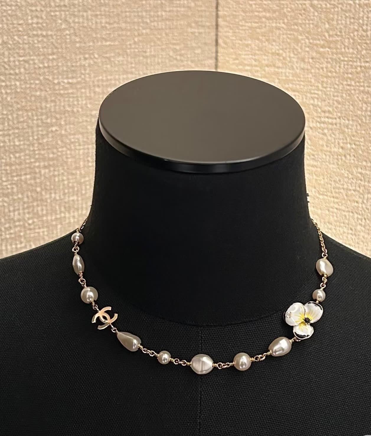 Chanel Pearl and Flower Necklace