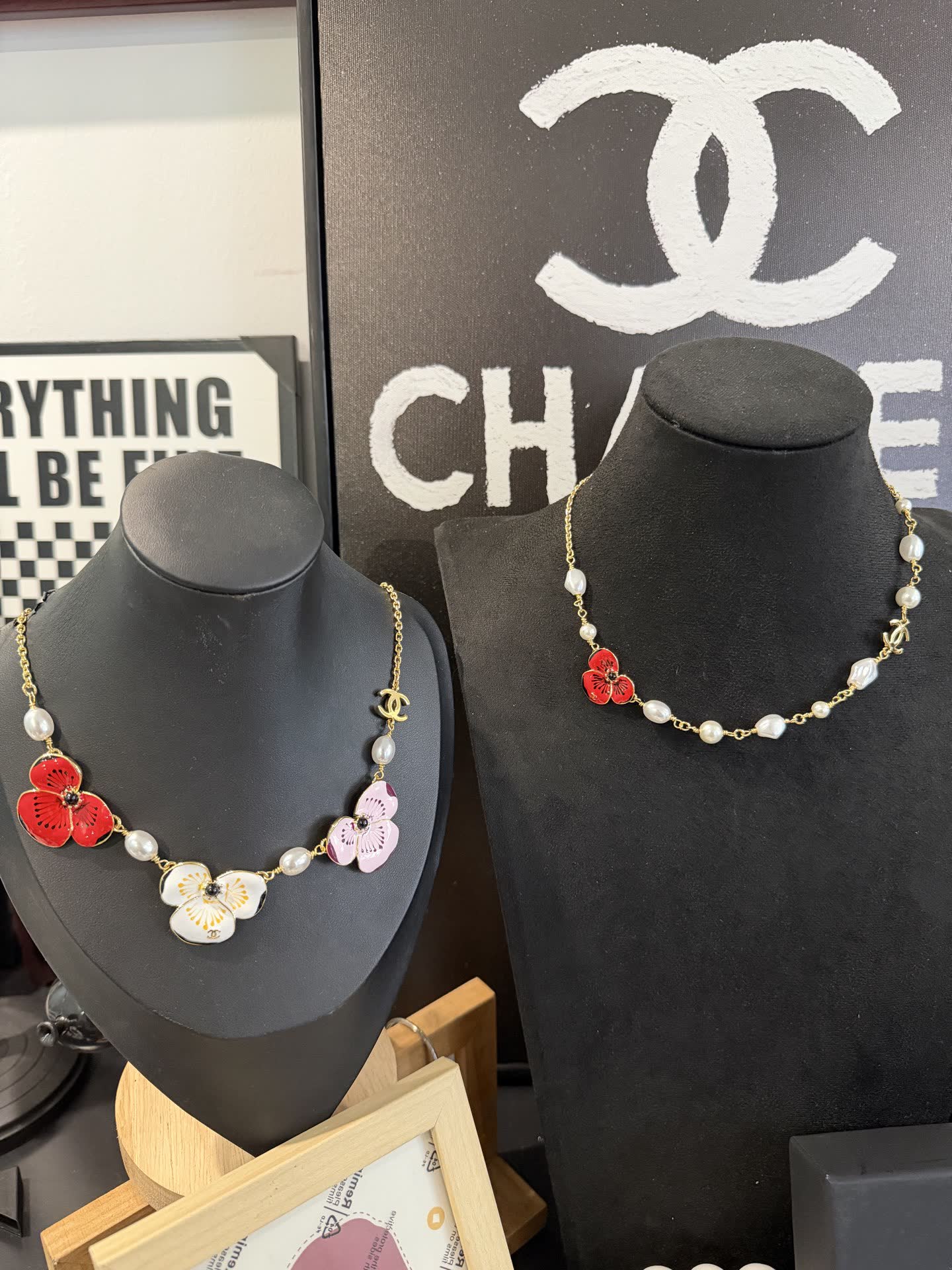 Chanel Pearl and Flower Necklace