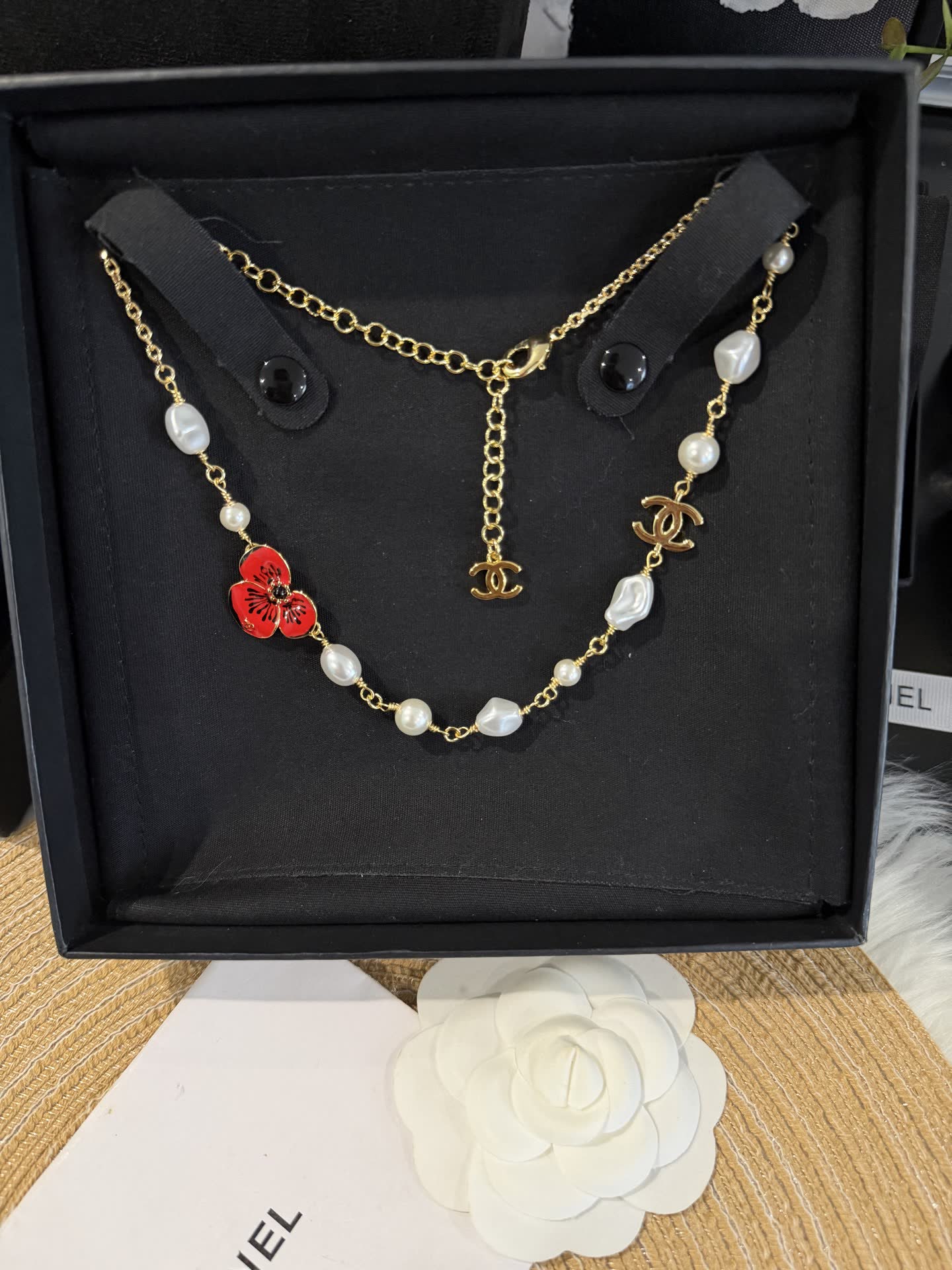 Chanel Pearl and Flower Necklace
