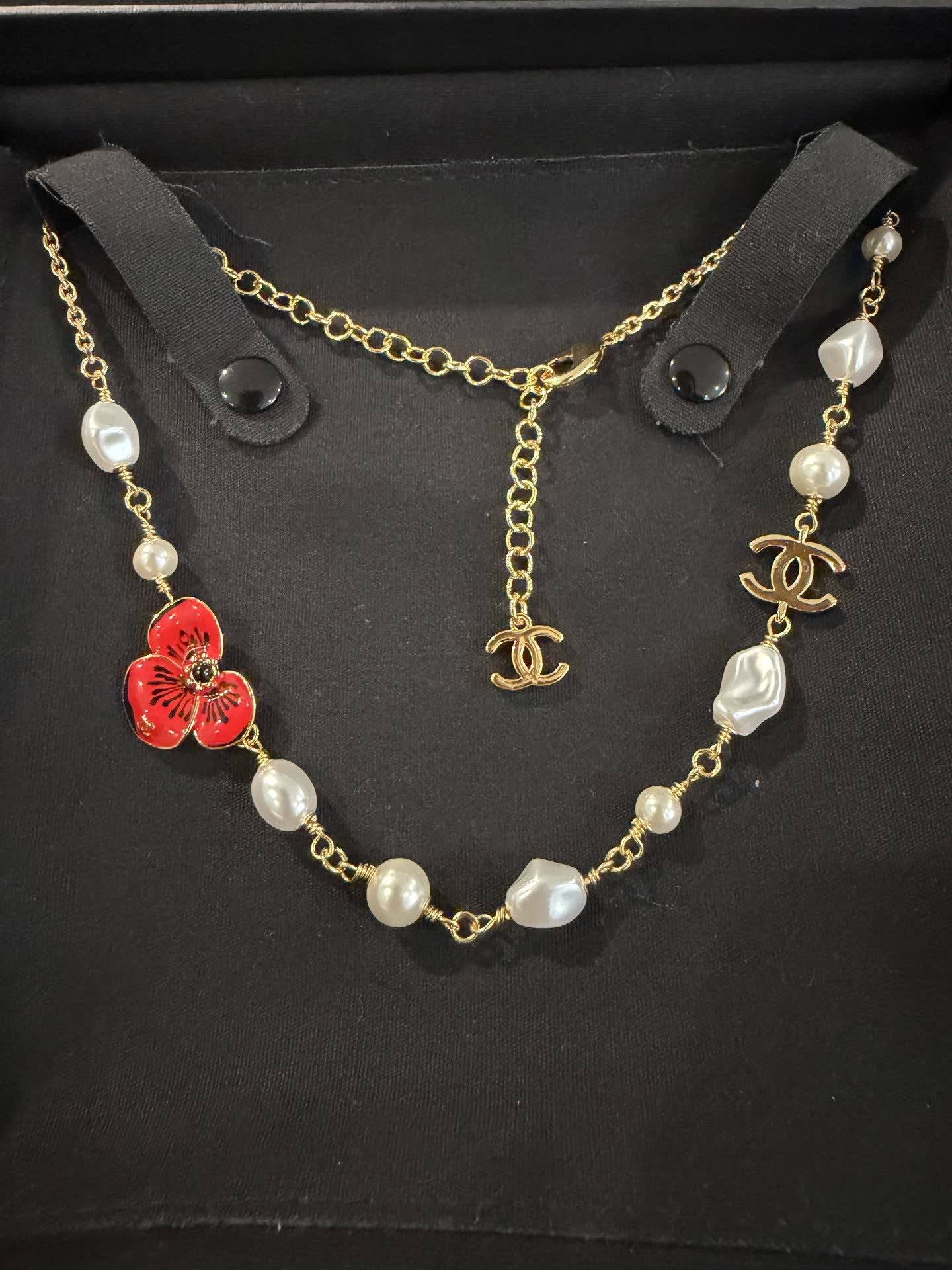 Chanel Pearl and Flower Necklace