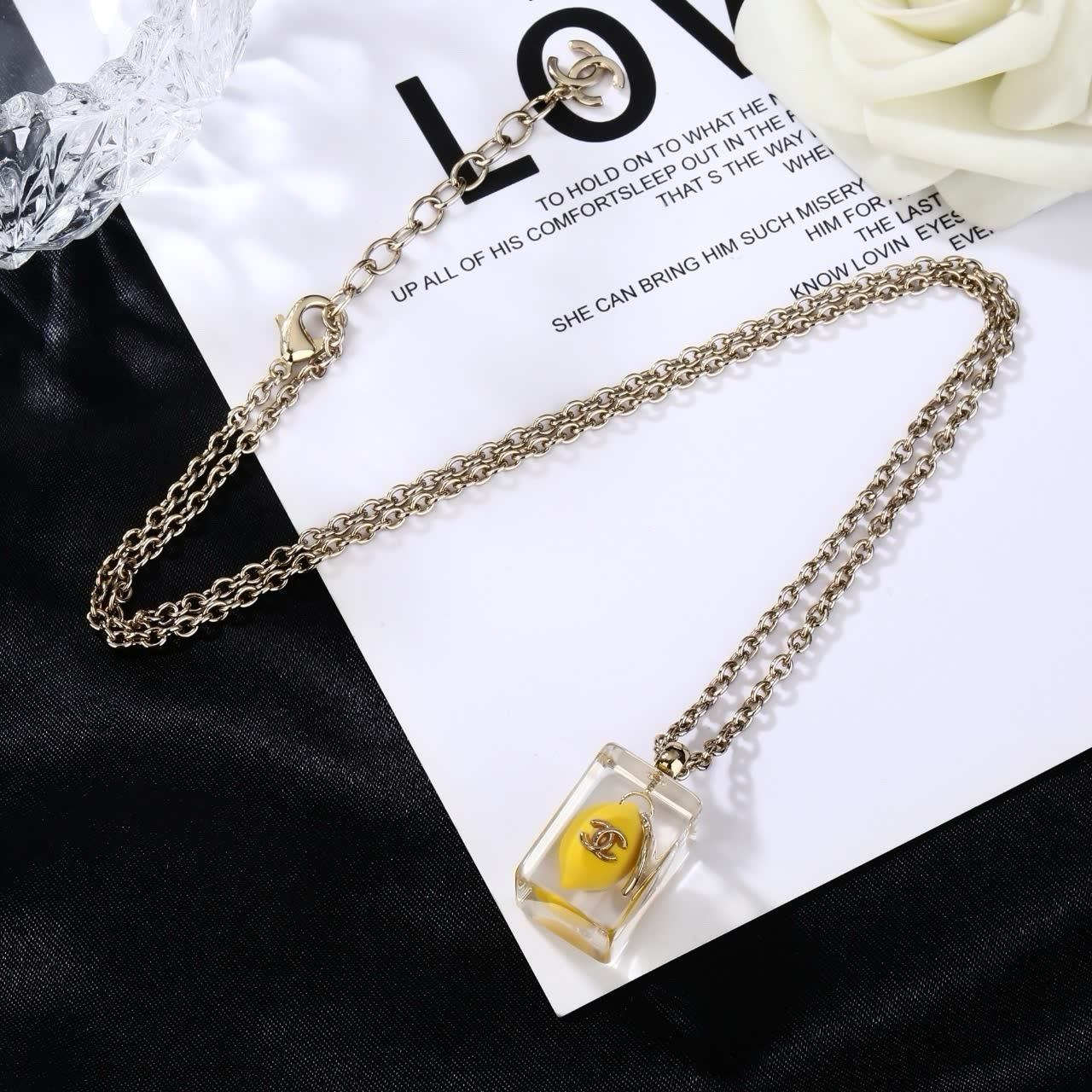 Chanel Yellow Crystal Necklace