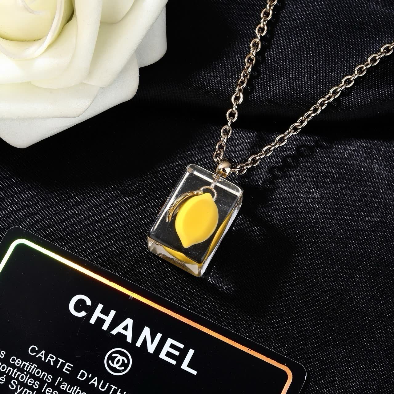 Chanel Yellow Crystal Necklace