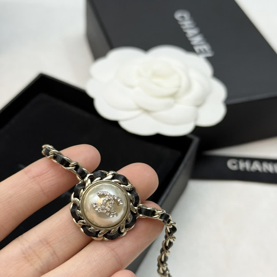 Chanel Pearl and Chain Necklace