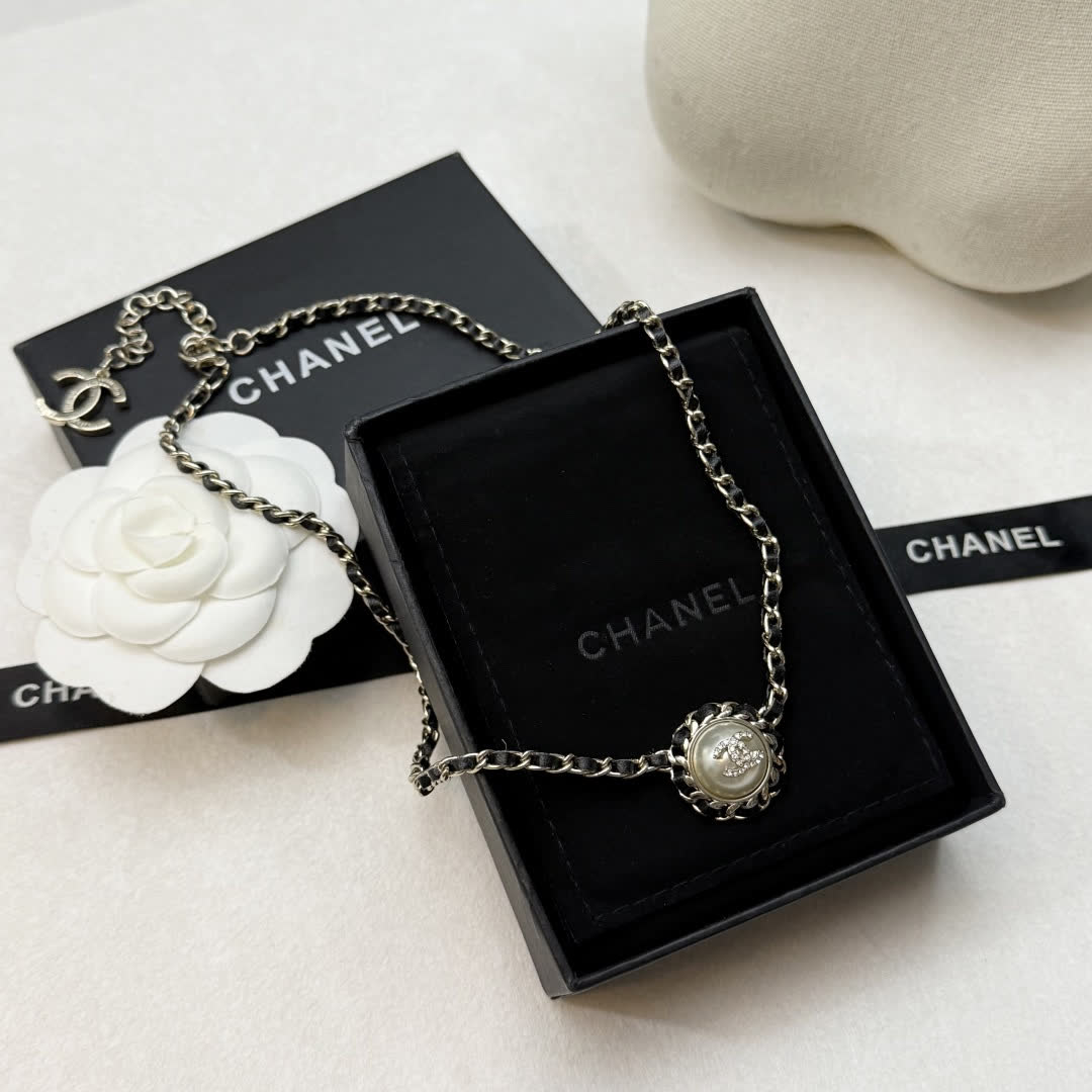 Chanel Pearl and Chain Necklace
