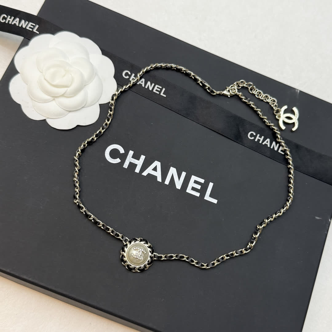 Chanel Pearl and Chain Necklace
