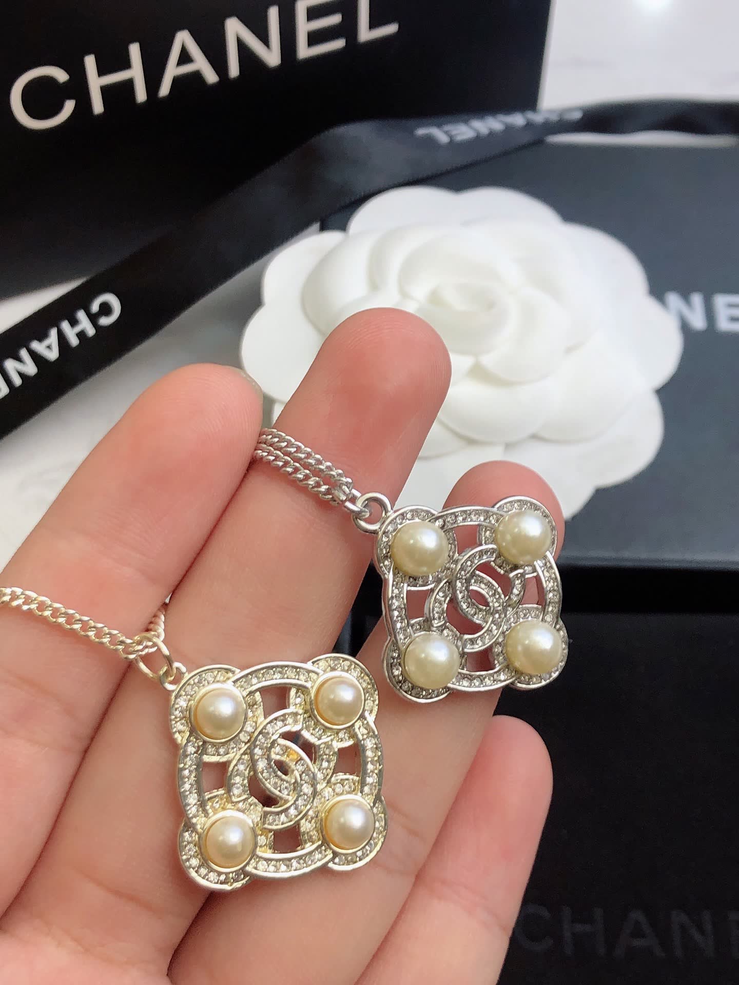 Chanel Pearl and Crystal Necklace
