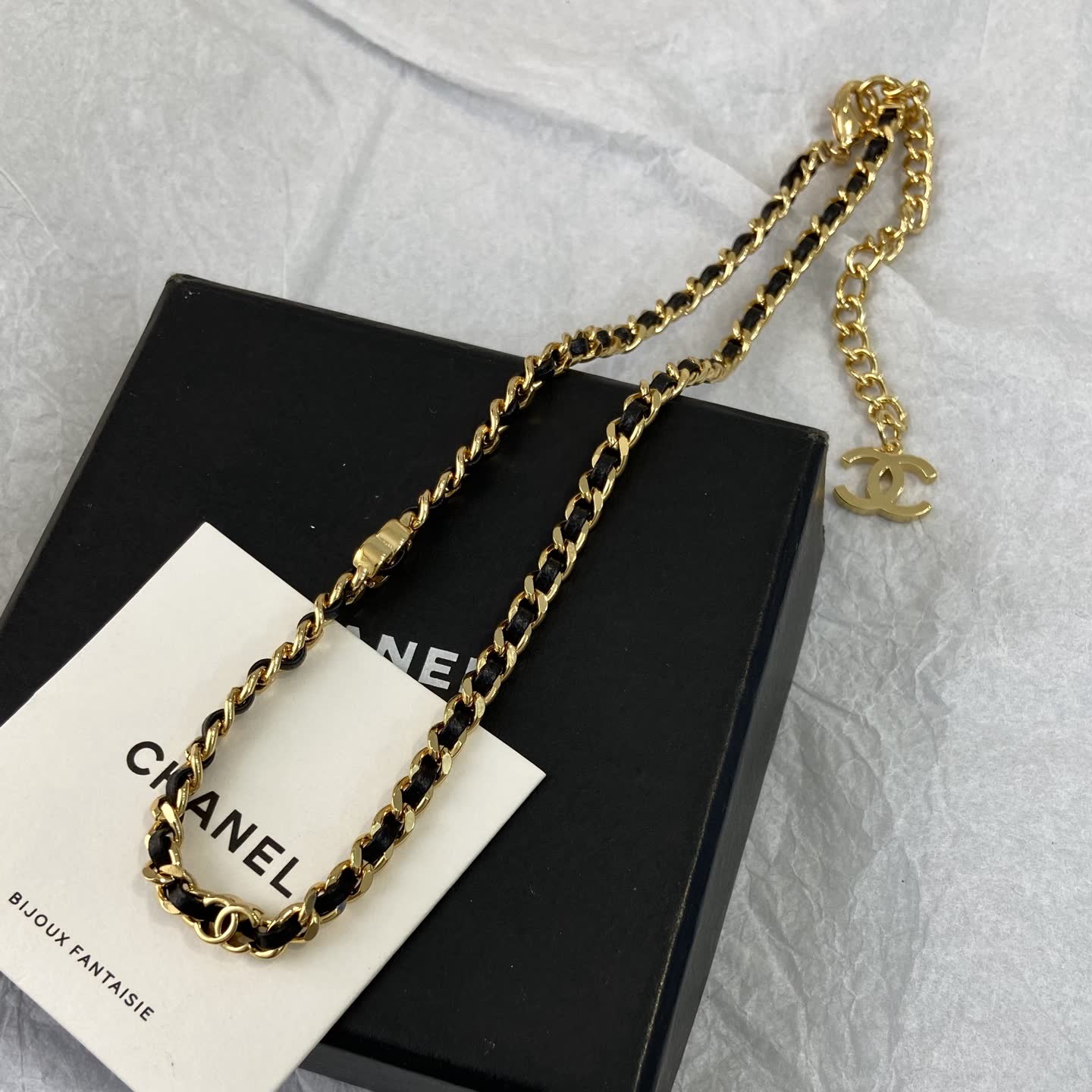 Chanel Gold and Black Chain Necklace