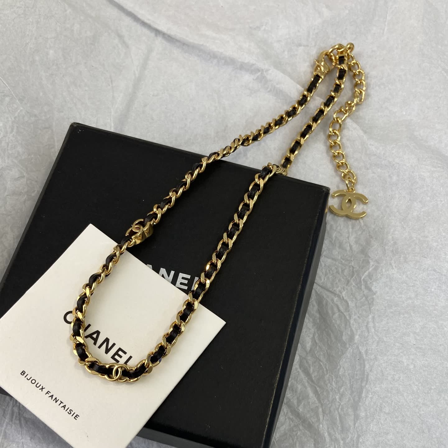 Chanel Gold and Black Chain Necklace