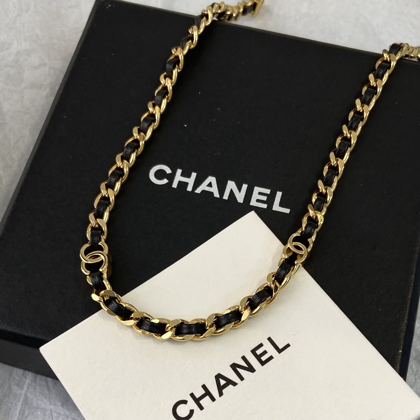 Chanel Gold and Black Chain Necklace