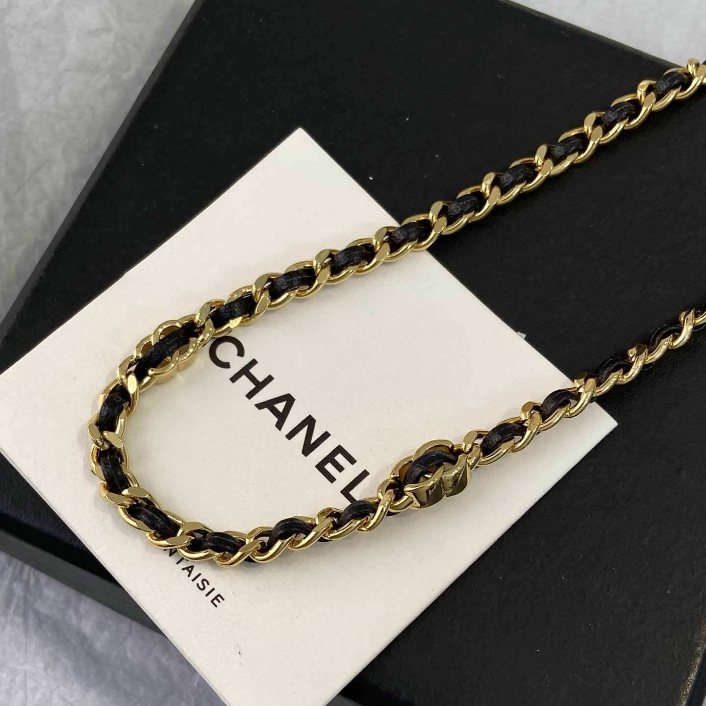 Chanel Gold and Black Chain Necklace