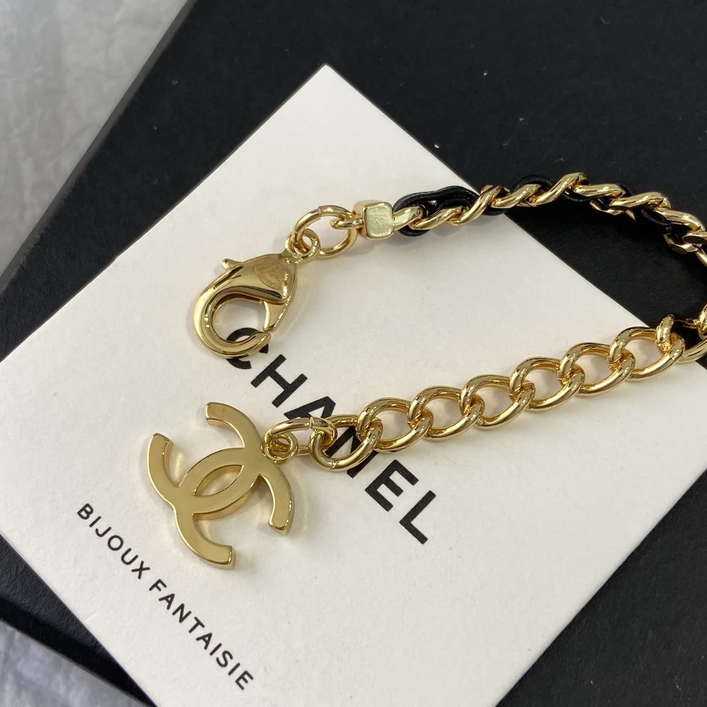 Chanel Gold and Black Chain Necklace