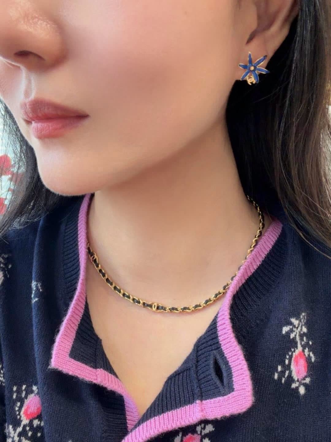 Chanel Gold and Black Chain Necklace