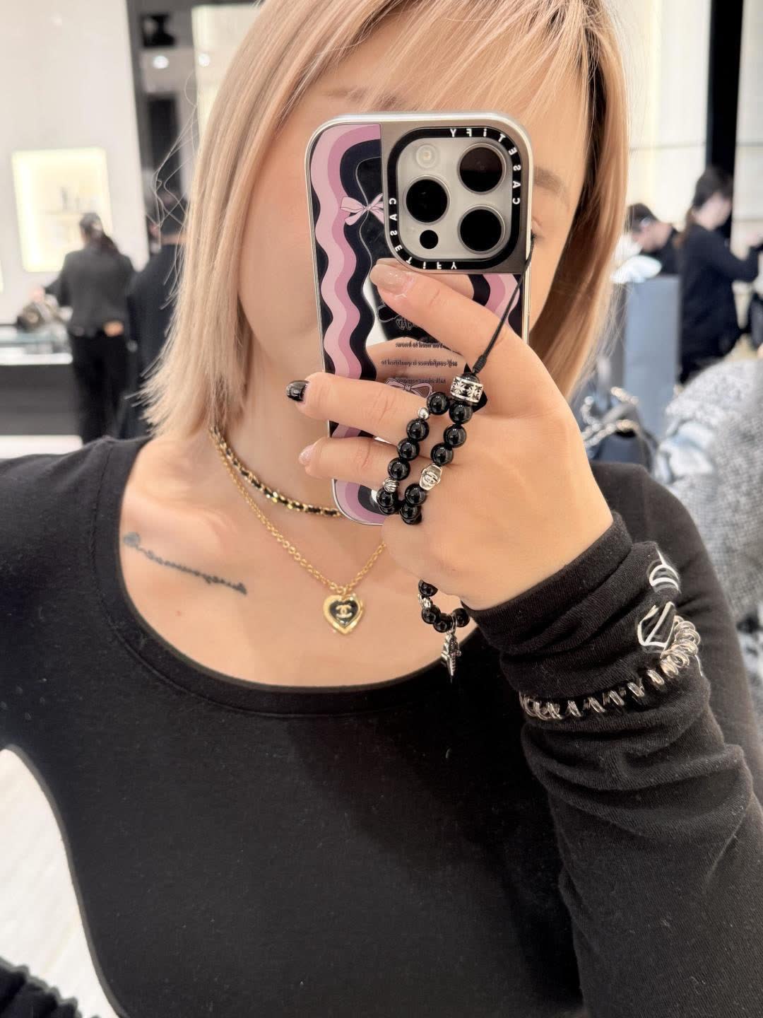 Chanel Gold and Black Chain Necklace