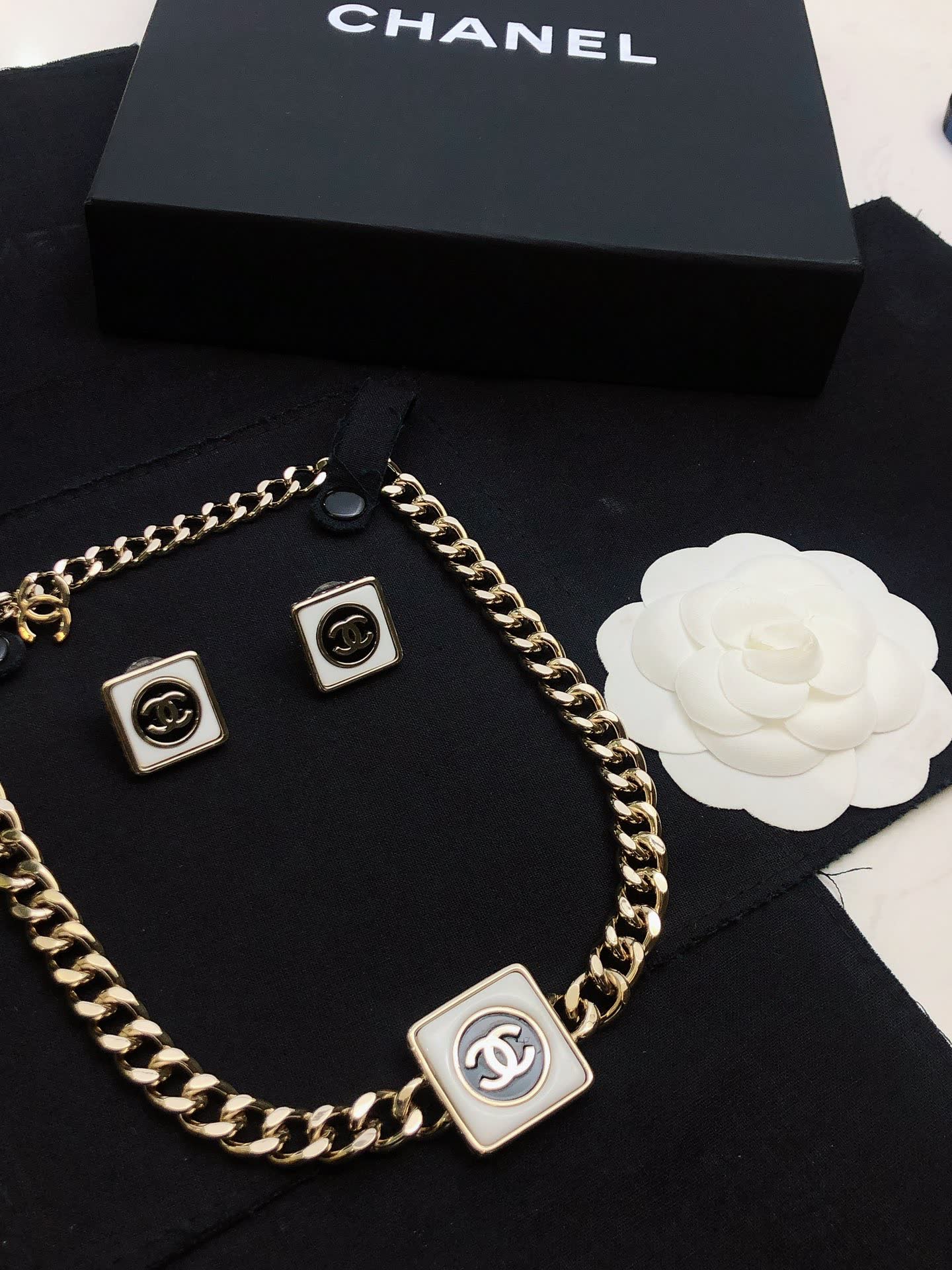 Chanel CC Logo Gold Tone Chain Necklace