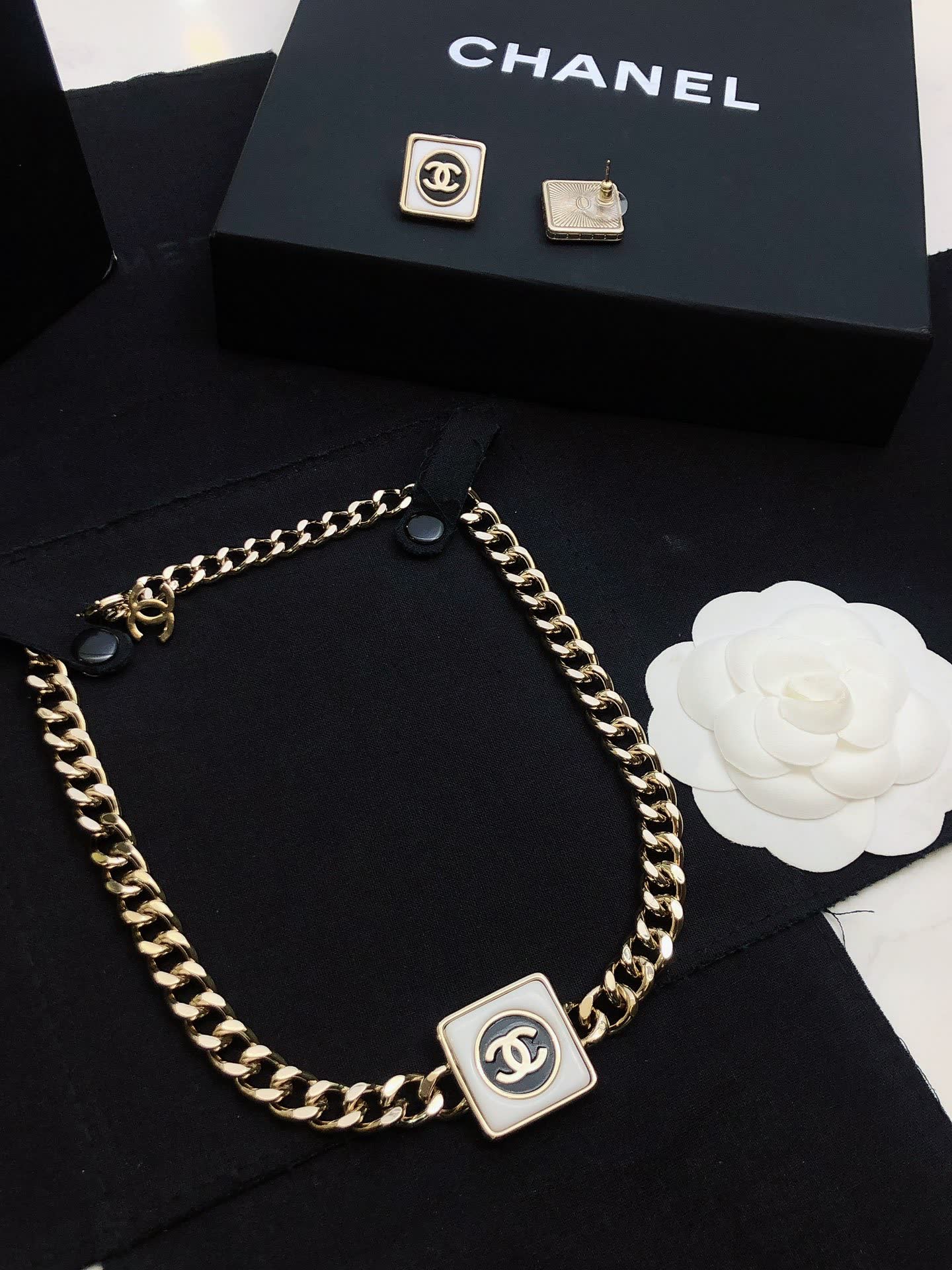 Chanel CC Logo Gold Tone Chain Necklace
