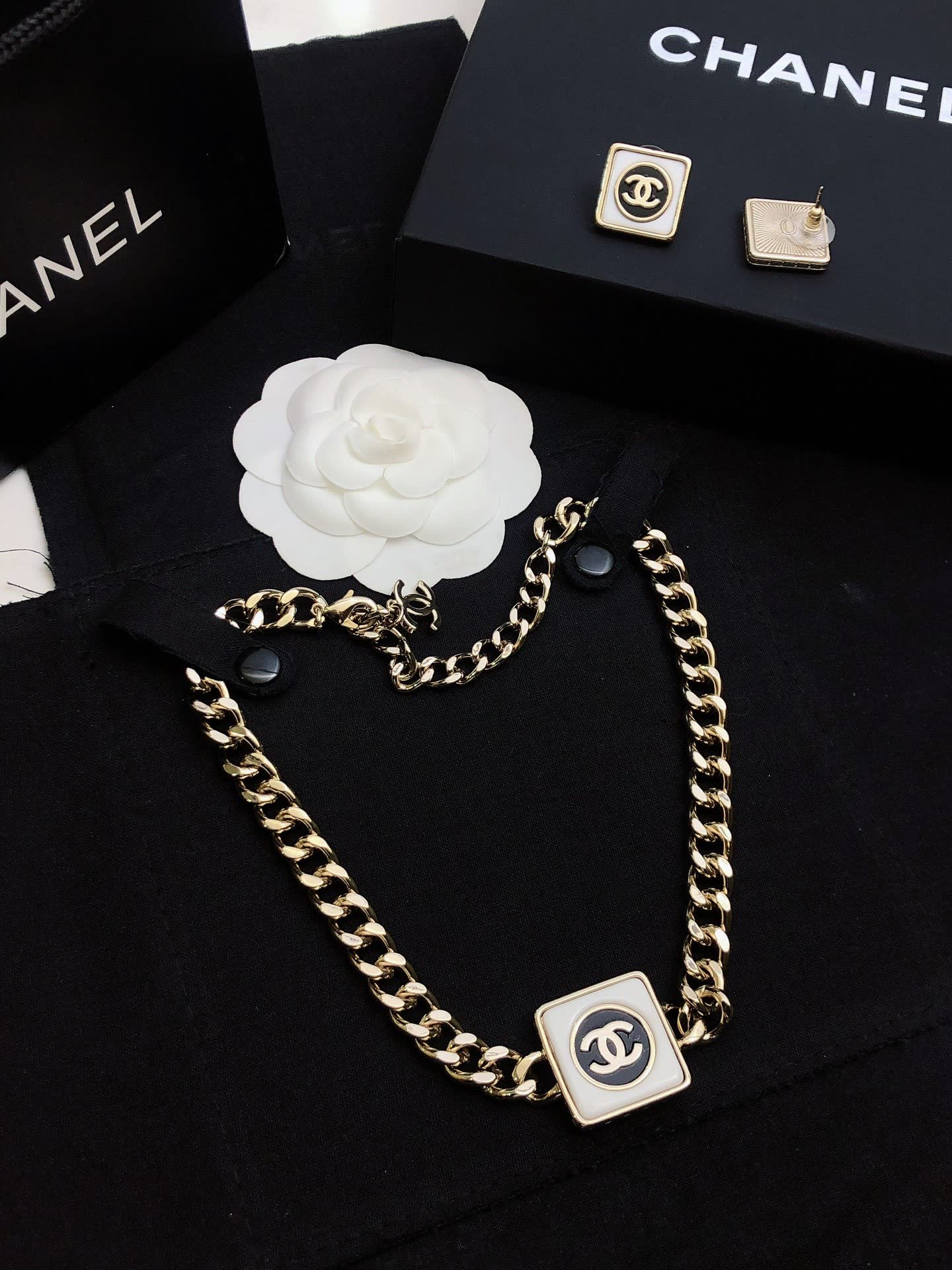 Chanel CC Logo Gold Tone Chain Necklace