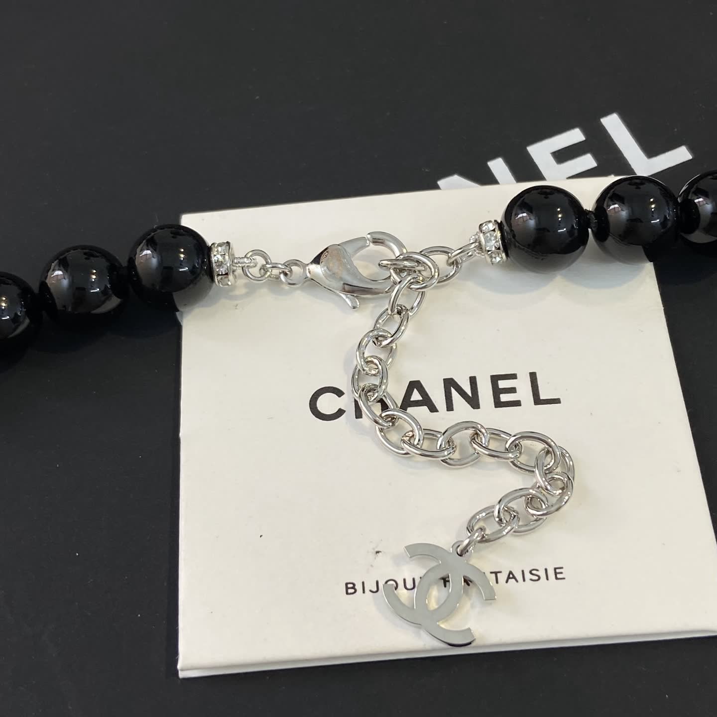 Chanel Black and White Pearl Necklace Set