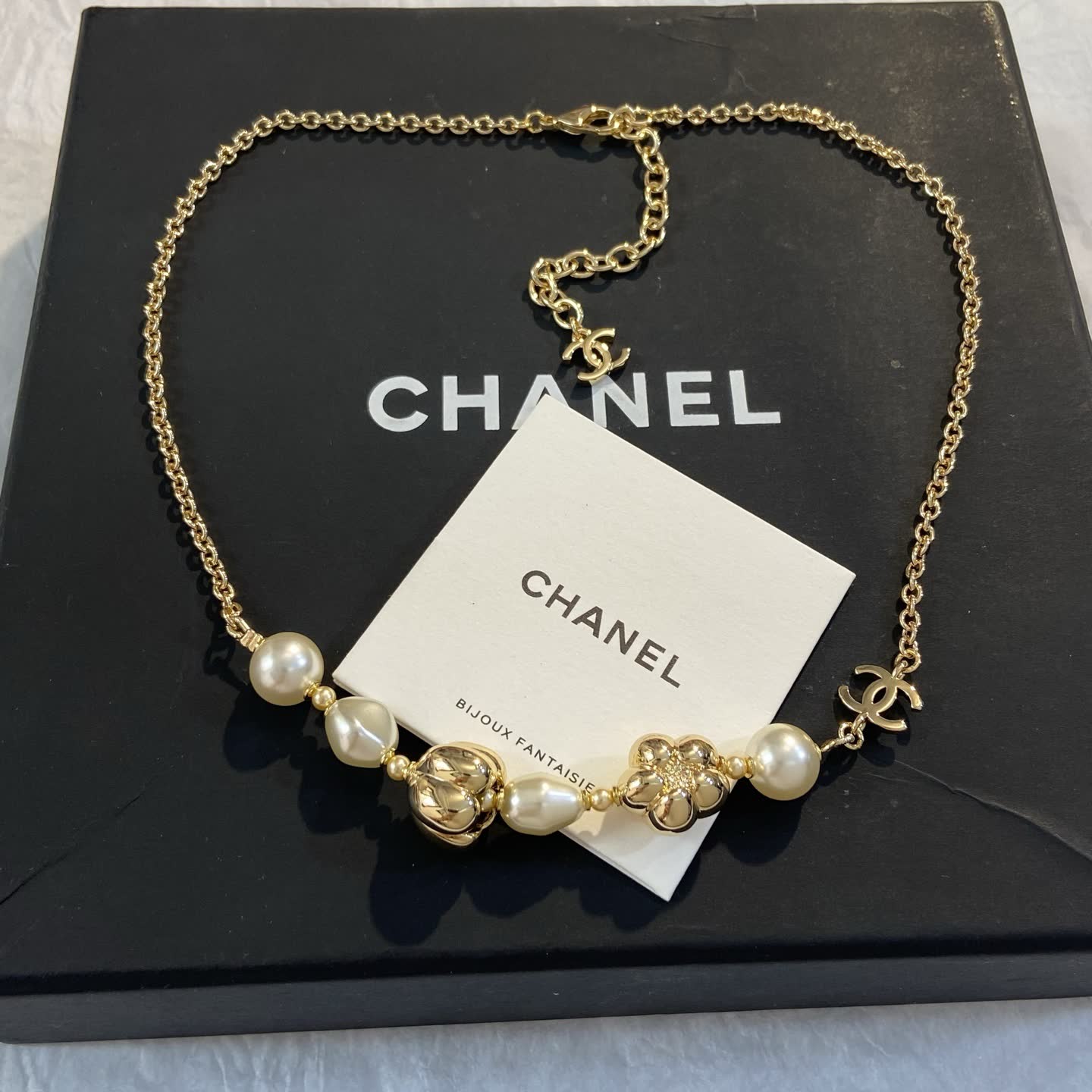 Chanel Pearl and Flower Necklace