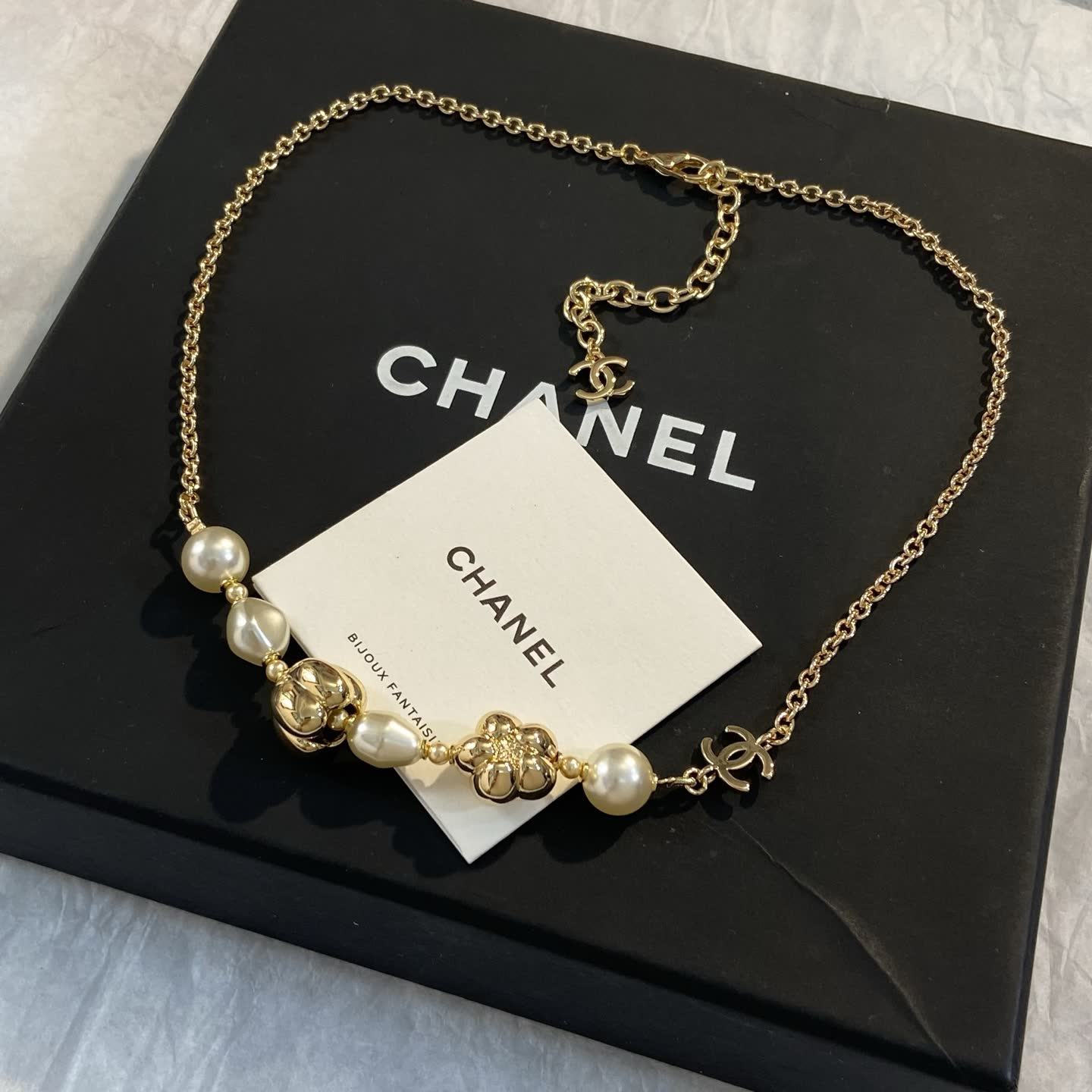 Chanel Pearl and Flower Necklace